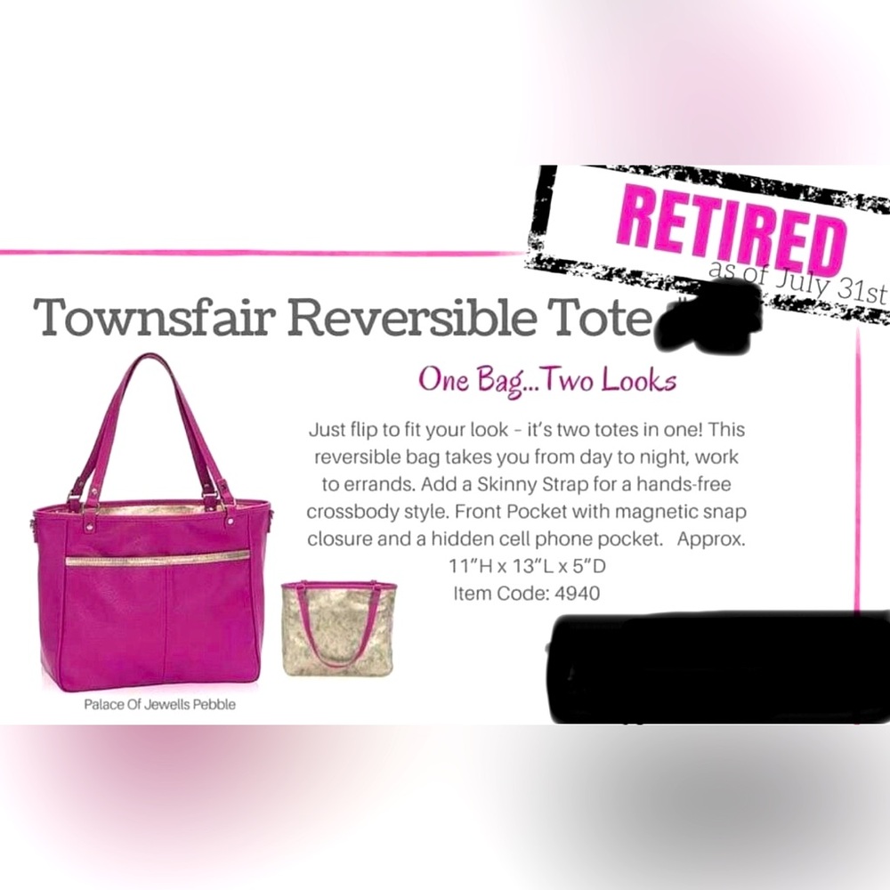 Jewell by Thirty-one Reversible Raspberry
Pink/Metallic Gold Tote Bag - Picture 7 of 7